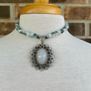 Handmade Rondelle Bead Necklace With Pendant